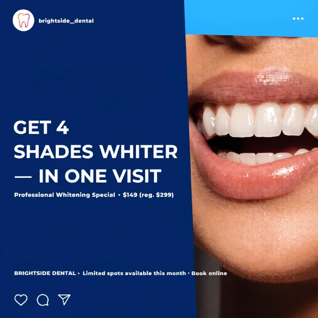 Pro whitening in 60 minutes. 8 shades brighter — without the grocery-store strips. ✨