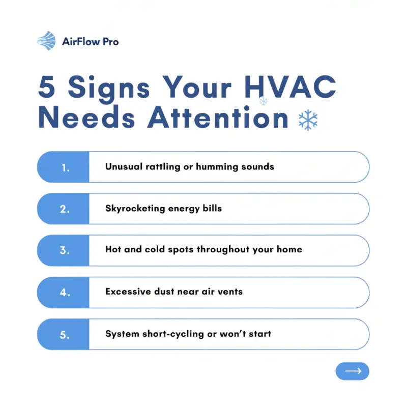 5 signs your HVAC is on its last leg. (Save before #3 happens to you on a Sunday.) 🔥